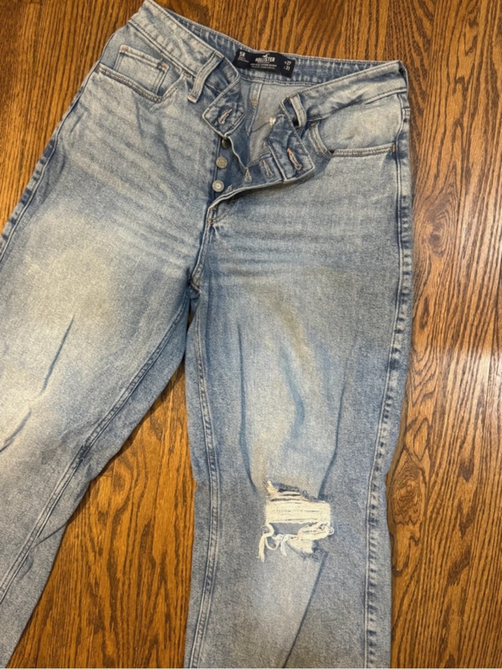 Hollister Light Blue Distressed Boyfriend Jeans